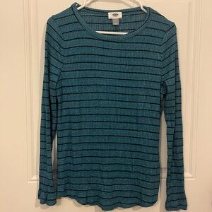 Old Navy Women’s Medium Long Sleeve Blue Striped Shirt